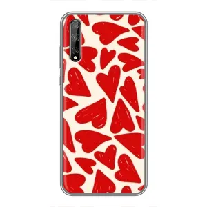 Чехлы с тематикой "Маленькие Сердечки" на Huawei P Smart S / Y8p (2020) (Красные сердечка)