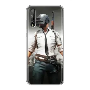 Силиконовый чехол с картинкой "Герой Pubg" на Huawei P Smart S / Y8p (2020) (Пабг)
