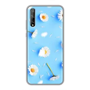 Чохол з Квітами для Huawei P Smart S / Y8p (2020) (ромашки на блакитному)