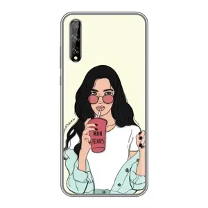 Силиконовый Чехол на Huawei P Smart S / Y8p (2020) с картинкой Стильных Девушек (С напитком)