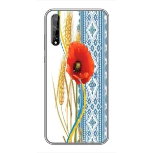 Силиконовый Чехол на Huawei P Smart S / Y8p (2020) с картинкой Вышиванки (Вышиванка с цветком)