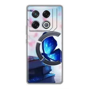 Силиконовый бампер с картинкой животных для Infinix GT 20 Pro (Бабочка синяя)