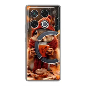 Печатный чехол «Зверята с кофе» для Infinix GT 20 Pro (Белка с кофе)
