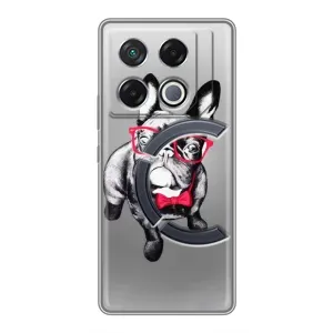 Чехол (ТПУ) Милые собачки для Infinix GT 20 Pro (Бульдог в очках)