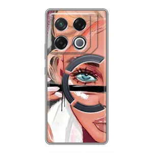 Силіконовый Чохол на Infinix GT 20 Pro з картинкой Модных девушек (Дівчина та вії)