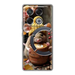 Печатный чехол «Зверята с кофе» для Infinix GT 20 Pro (Мышка с кофе)