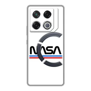 Силиконовый бампер с принтом "Наса" на Infinix GT 20 Pro (NASA на белом фоне)