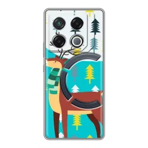 Силиконовый бампер с картинкой животных для Infinix GT 20 Pro (Олень с шарфом)