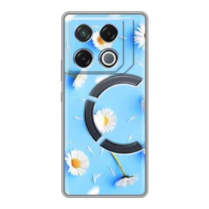 Чехол с Цветами для Infinix GT 20 Pro (ромашки на голубом)