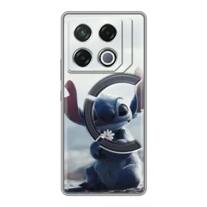 Чехол с рисунком Стич для Infinix GT 20 Pro (Стич с цветочком)