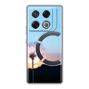 Силиконовый Чехол с одуванчиками на Infinix GT 20 Pro (Закат с одуванчиком)