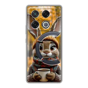 Печатный чехол «Зверята с кофе» для Infinix GT 20 Pro (Зайчик с кофе)