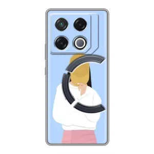 Силіконовый Чохол на Infinix GT 20 Pro з картинкой Модных девушек (Жовта кепка)