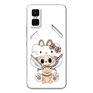 Чехол с принтом Лабубу для Infinix GT 30 Pro (Белый Лабубу)
