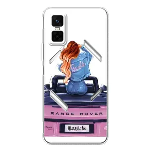 Силиконовый Чехол на Infinix GT 30 Pro с картинкой Стильных Девушек (Девушка на машине)