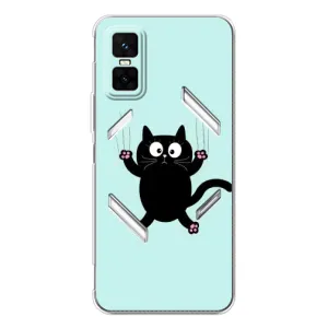 Силіконовий чохол з котиком для Infinix GT 30 Pro (Падаючий кіт)