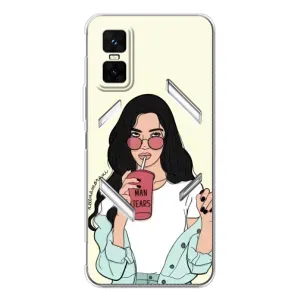 Силиконовый Чехол на Infinix GT 30 Pro с картинкой Стильных Девушек (С напитком)