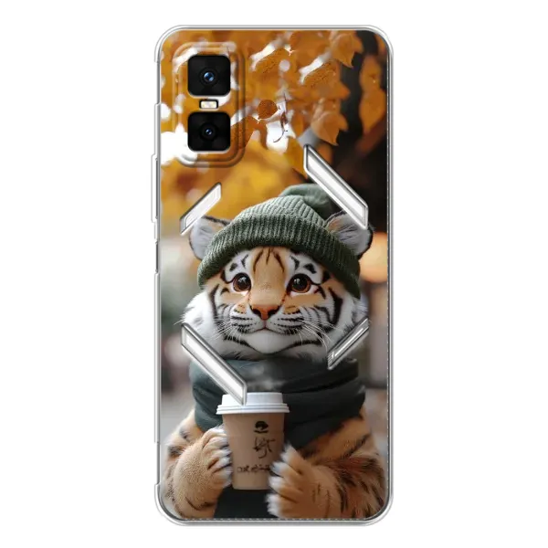 Чехол с рисунком «Тигр с кофе» для Infinix GT 30 Pro Чехол с рисунком «Тигр с кофе» для Infinix GT 30 Pro