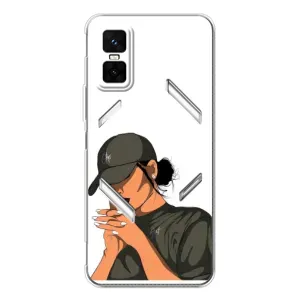 Силиконовый Чехол на Infinix GT 30 Pro с картинкой Стильных Девушек (В зеленом)
