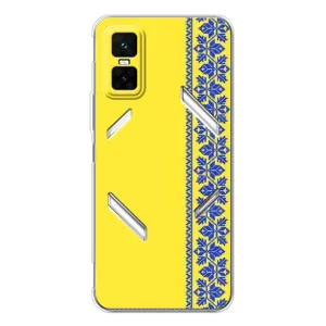 Силиконовый Чехол на Infinix GT 30 Pro (Вышиванка на желтом)