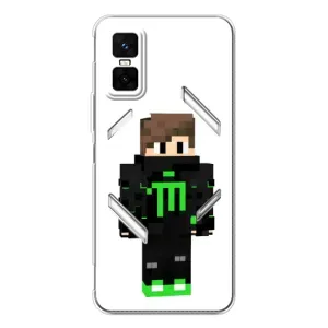 Чехлы для Infinix GT 30 Pro (Персонажи Майн Крафт) (Зеленый мальчик)