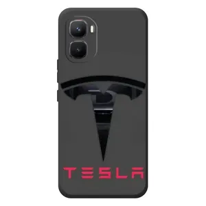 Силиконовый бампер с картинкой машины на Infinix GT 50 Pro (Logo TESLA)