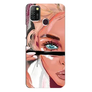 Силиконовый Чехол на Infinix Hot 10 Lite с картинкой Стильных Девушек (Девушка и ресницы)