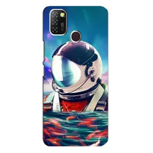 Силиконовый Чехол с принтом "Космонавты" на Infinix Hot 10 Lite (Космонавт в воде)