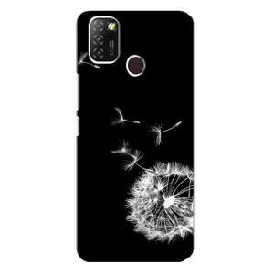 Силіконовий Чохол з кульбабками на Infinix Hot 10 Lite (Кульбабка на чорному)