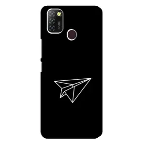 Чехол с картинками на черном фоне для Infinix Hot 10 Lite (Самолетик)