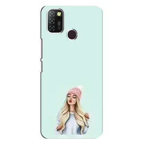 Силіконовый Чохол на Infinix Hot 10 Lite з картинкой Модных девушек (В шапці)