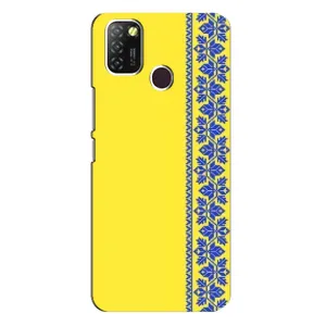 Силиконовый Чехол на Infinix Hot 10 Lite (Вышиванка на желтом)