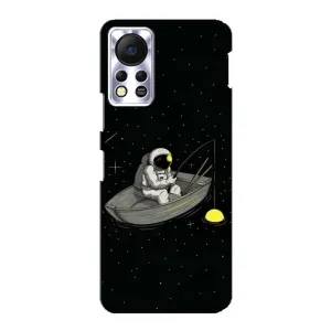 Силиконовый Чехол с принтом "Космонавты" на Infinix Hot 11s (Космонавт на рыбалке)
