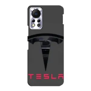 Силиконовый бампер с картинкой машины на Infinix Hot 11s (Logo TESLA)
