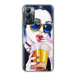 Чехол с картинкой Модные Девчонки Infinix Hot 12 Play (Девушка с коктейлем)