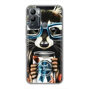 Силиконовый Чехол с Енотами на Infinix Hot 12 Play (Енот в очках)