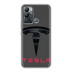 Силиконовый бампер с картинкой машины на Infinix Hot 12 Play (Logo TESLA)