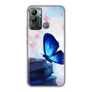 Силиконовый бампер с картинкой животных для Infinix Hot 12i (Бабочка синяя)