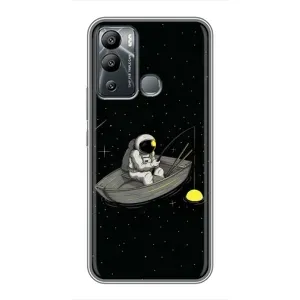 Силиконовый Чехол с принтом "Космонавты" на Infinix Hot 12i (Космонавт на рыбалке)