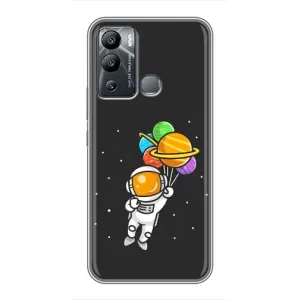 Силиконовый Чехол с принтом "Космонавты" на Infinix Hot 12i (Космонавт с шариками)