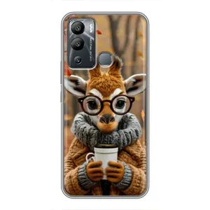 Печатный чехол «Зверята с кофе» для Infinix Hot 12i (Жираф с кофе)