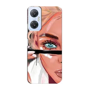 Силиконовый Чехол на Infinix Hot 20 (5G) с картинкой Стильных Девушек (Девушка и ресницы)