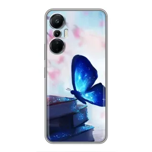 Силиконовый бампер с картинкой животных для Infinix Hot 20 (4G) (Бабочка синяя)