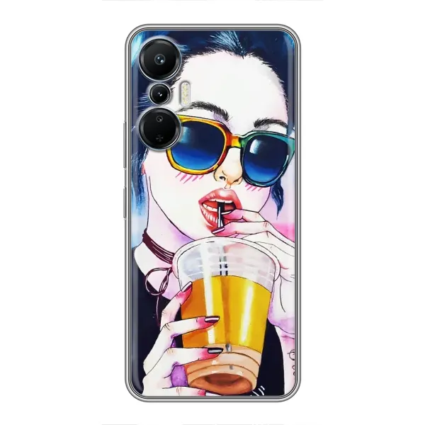Чехол с рисунком «Девушка с коктейлем» для Infinix Hot 20 (4G)