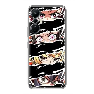 Силиконовые чехлы с глазами Anime для Инфиникс Хот 20 (4G) (Глаза на чорном)