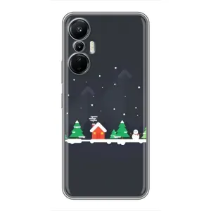 Силиконовый бампер на рождество для Infinix Hot 20 (4G) (Город зимний)