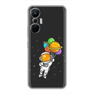 Силіконовый Чохол з принтом "Космонавти" на Infinix Hot 20 (4G) (Космонавт з кульками)