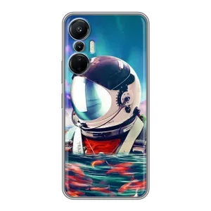 Силіконовый Чохол з принтом "Космонавти" на Infinix Hot 20 (4G) (Космонавт у воді)