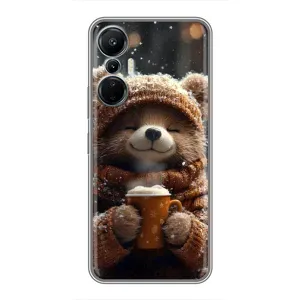 Печатный чехол «Зверята с кофе» для Infinix Hot 20 (4G) (Медвежонок с кофе)
