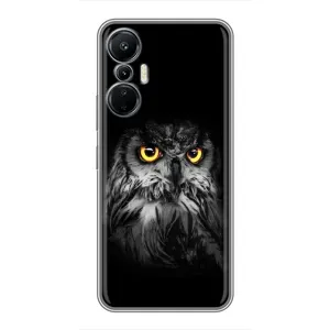 Чехлы с принтом СОВЫ для Infinix Hot 20 (4G) (Сова на чёрном)